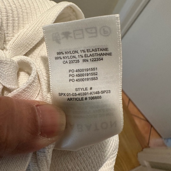 Babaton White Ribbed Knit Top Size 2XS w Tie in Front - Picture 5 of 5